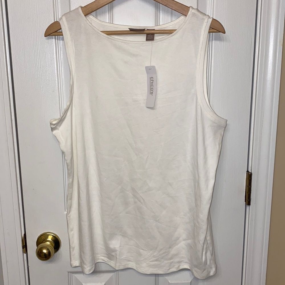 Chico's Women's Dropped Armhole White Tank Top Size XL. I did remove tag.